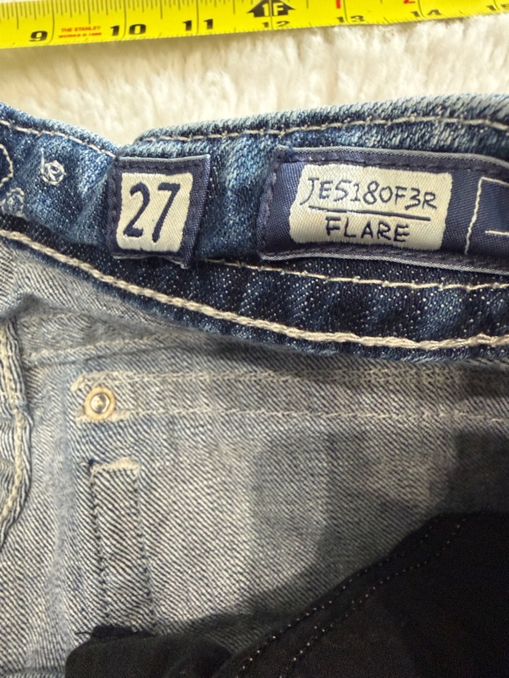 Miss Me Women's Light Blue Flare Jeans with Embroidered Pockets,Size 27. - Picture 10 of 17
